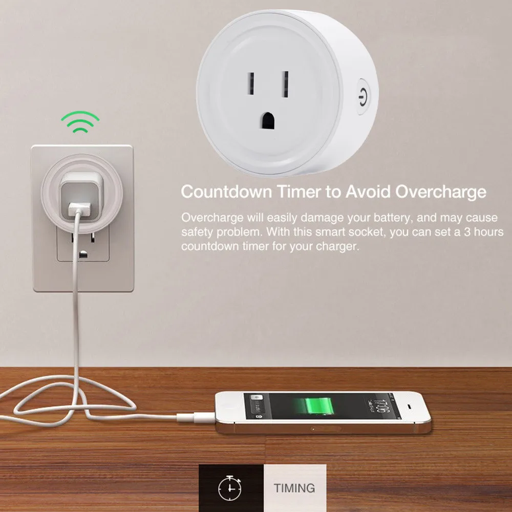 Умная розетка с Wi Fi переключатель американской вилкой для Amazon Alexa/Google Home App Control US
