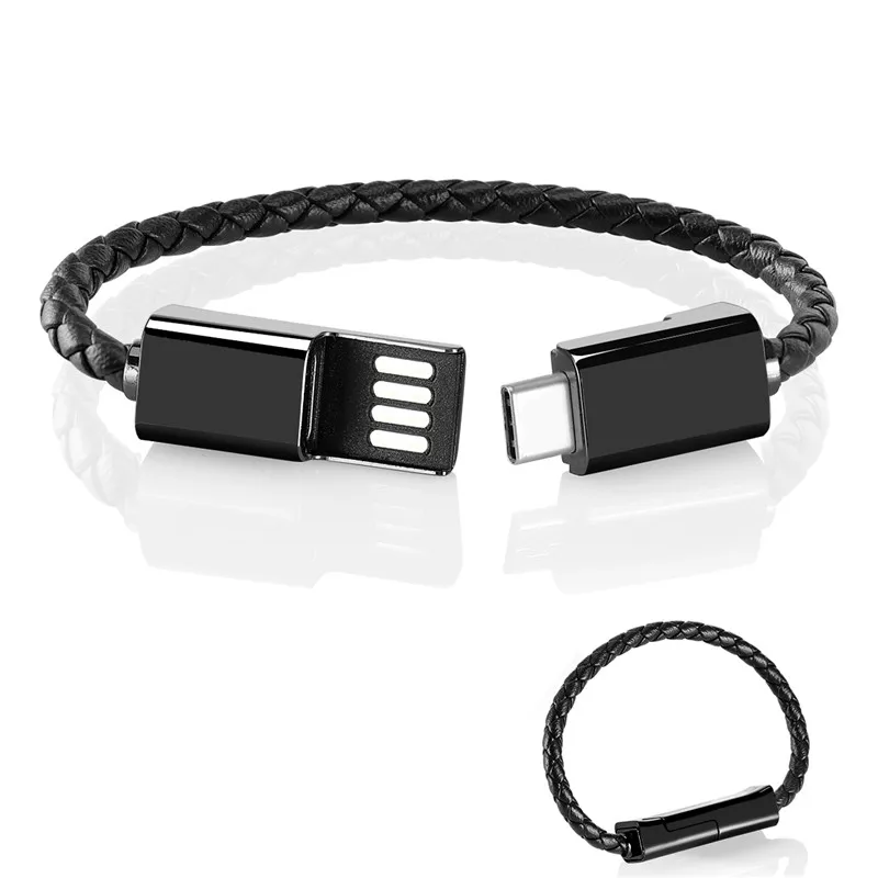 Usb type C зарядный кабель кожаный браслет Соединительный зарядный кабель плетеный браслет с usb синхронизация данных зарядное устройство шнур для samsung Galaxy
