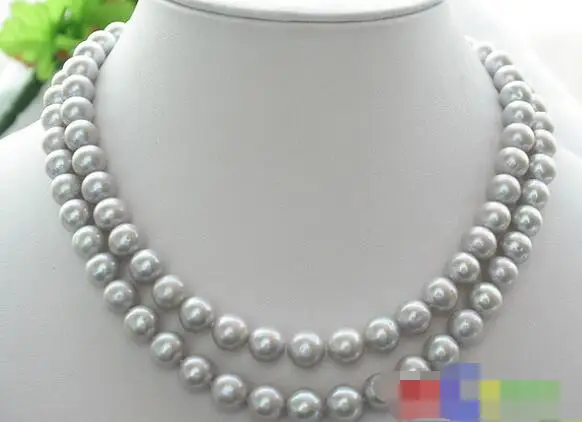 

3926 2row GRAY ROUND FRESHWATER CULTURED PEARL NECKLACE
