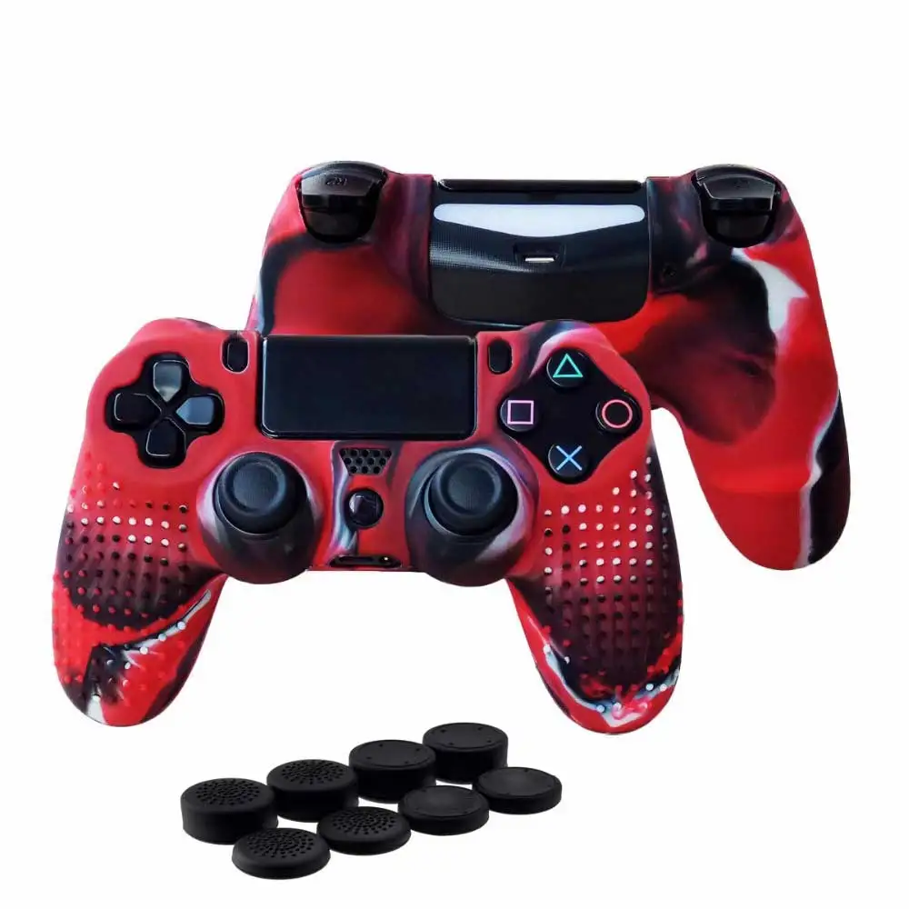 

Colorful Anti-Slip Silicone Rubber Skin Case Cover for PS4 Dualshock4 Pro Slim Controller with Eight Thumb Stick Grip