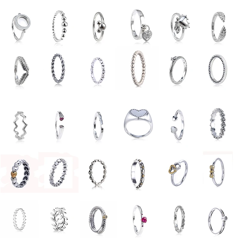 

Silver Real 100% 925 Sterling Silver Fashion Love Wheat Spikes Bow Mouse Tree Silhouette Ring Fit for Women's Jewelry Wholesale