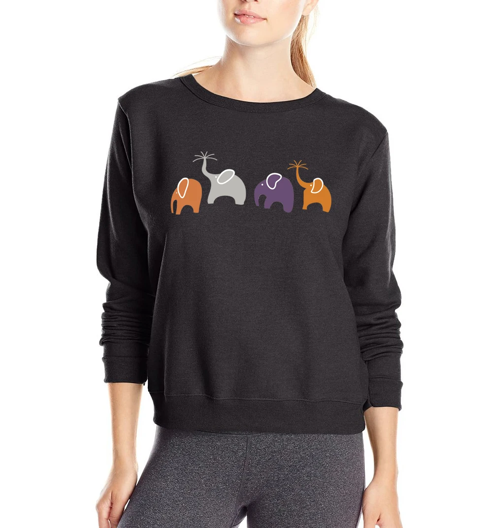 

Kawaii Elephant Print Women Sweatshirts 2019 Autumn Winter Fleece Animal Hooded Long Sleeve Cute Outwear Hoody Slim Fit Tops