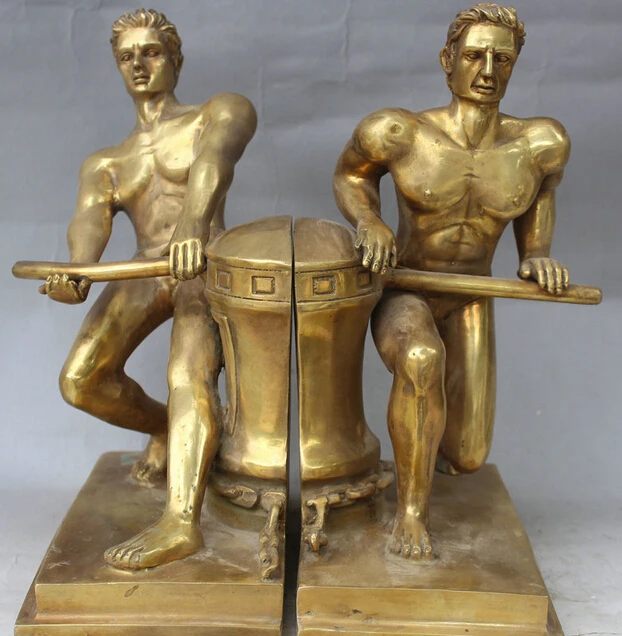 

Western Strong 2 Man Menfolk Take Exercises Brass Anneal Health Statue Pair Set S0705