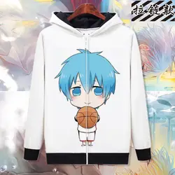 Высокое качество унисекс аниме Cos Kuroko no Basket хлопковая Повседневная Толстовка с капюшоном кофты Кардиган Куртка пальто