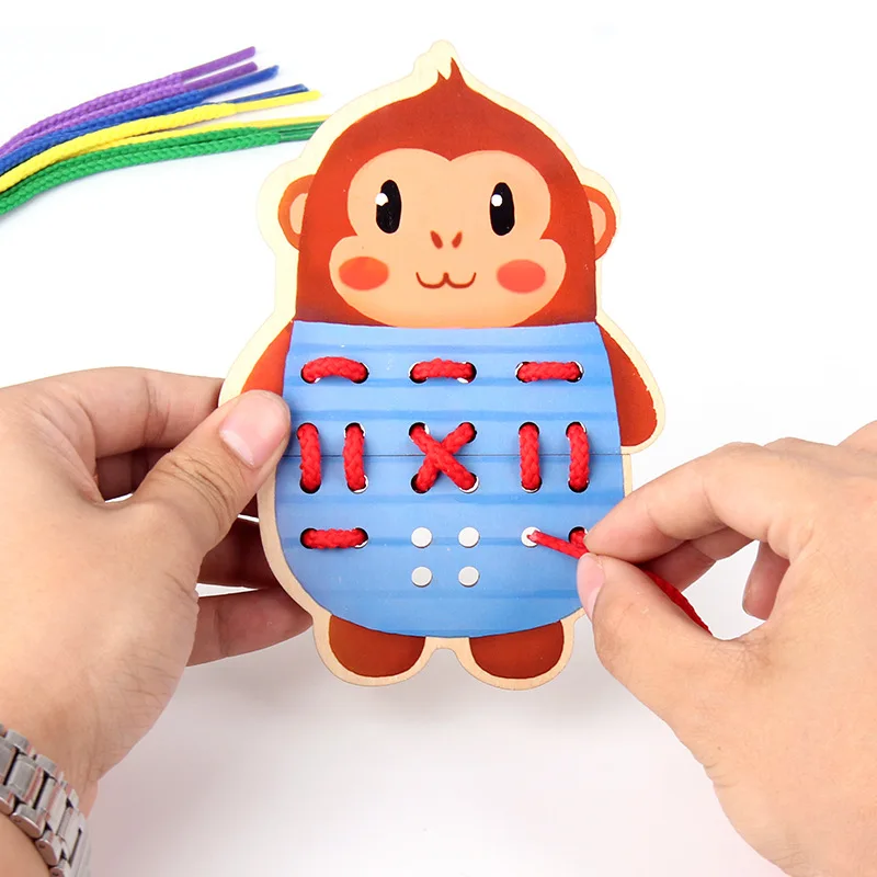 Wooden Children's Creative Dressing Toy Animal Threading Costume Game Early Childhood Education Animal Dressing Toy Girl 5