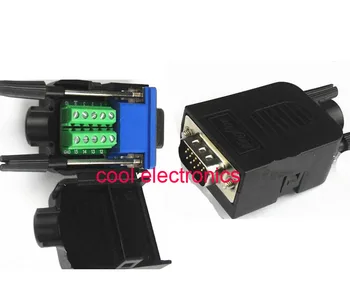 

10pcs 15 pin DB15 Adapter Connector D-SUB VGA Terminal with Plastic Cover 3+6 Data Cable
