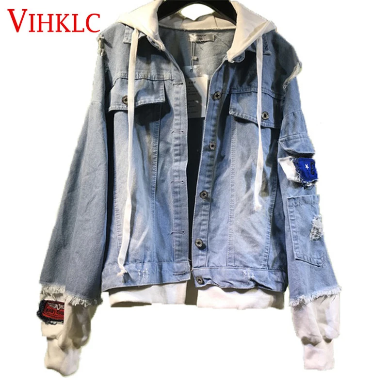 oversized distressed denim jacket womens