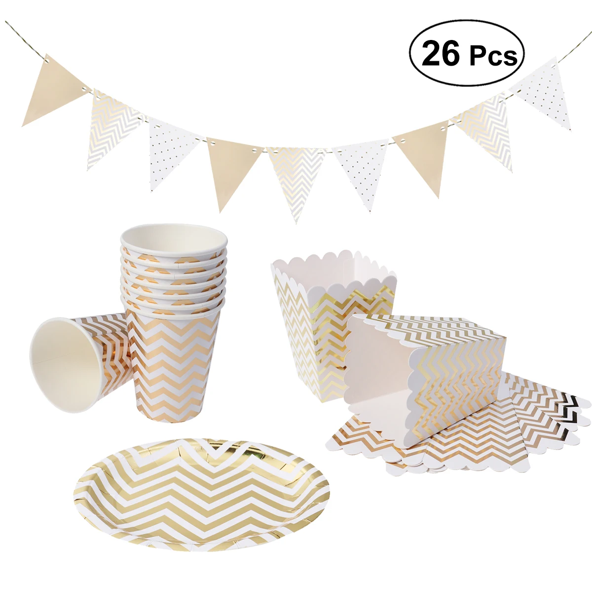 

Fashion Nontoxic Stylish Safe Gilding Straws Plates Tableware Set Party Supplies to Birthday Wedding Carnival Christmas