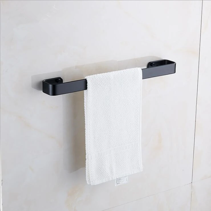 Kaufen Solide Raum Aluminium Schwarz Handtuch Bar Einzigen Handtuch Rack Bad Matte Schwarz Wand Montiert Handtuch Halter 20 30  40 50 60 cm