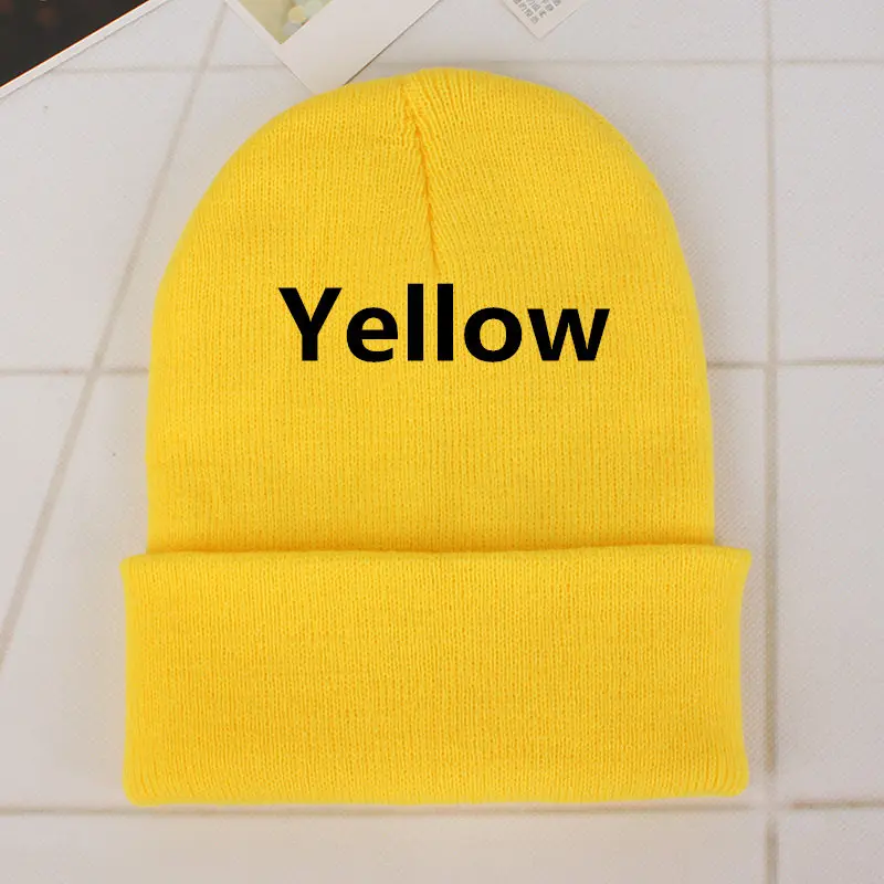 DIY design Accepts One Winter Beanie 24 Colors Hats Printing Your Own Logo Customized Fashion Warm Cap Unisex Elasticity Knit - Цвет: Цвет: желтый