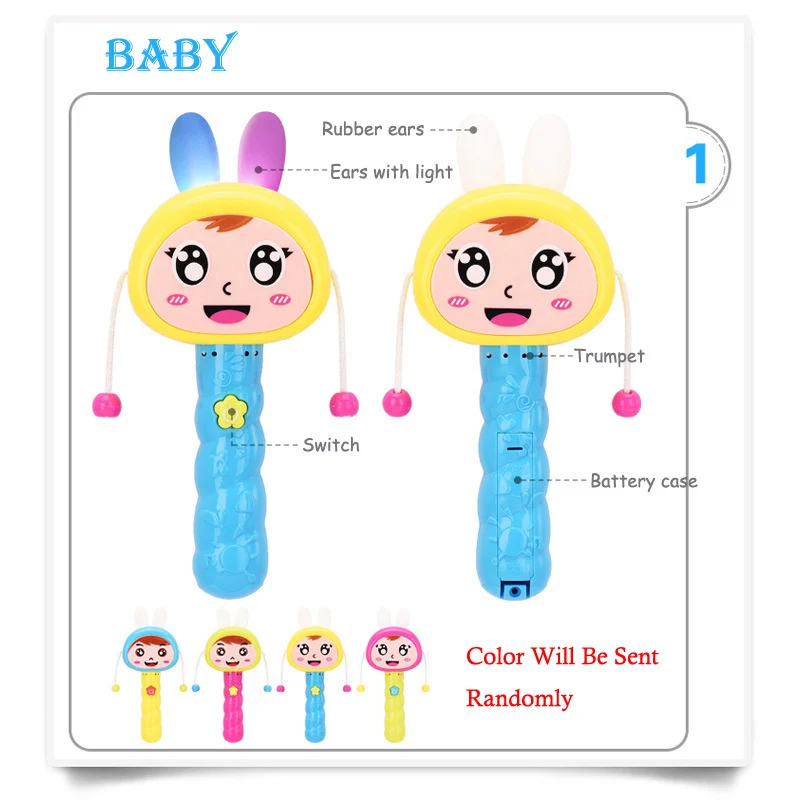 2018 Baby Toys Hand Bells Puzzle Music and Flashing Shaking Rattles 6-12 Months Sound Light Rhythm Induction | Игрушки и хобби
