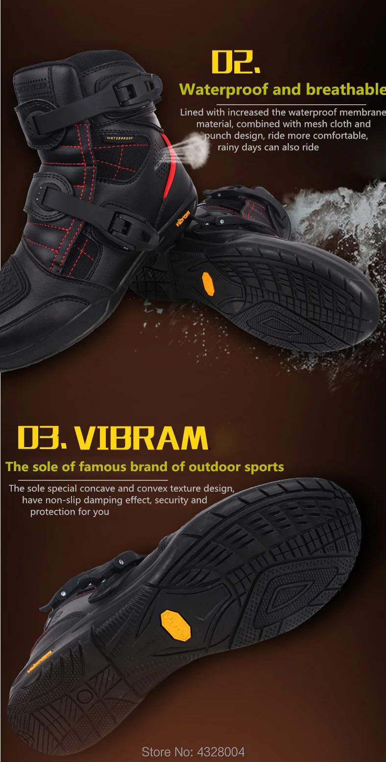 SCOYCO/ботинки в байкерском стиле; водонепроницаемые высокие гоночные ботинки; кожаная обувь для мотокросса; обувь для езды на мотоцикле; Цвет Черный