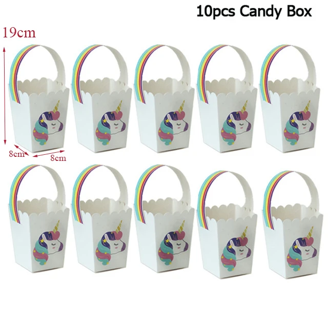 Единорог бумажная конфетная коробка сумки с ручками крафт-бумага подарочная сумка попкорн детский душ день рождения поставки Свадебный декор - Цвет: 10pcs Style 7