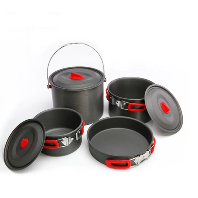 4 Pcs/set Portable Outdoor Cooking Inox Camping Cutlery 6L Hanging Pot