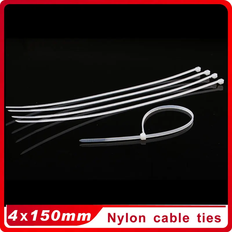

500PCS 4x150mm White Milk Cable Wire Zip Ties Self Locking Nylon Cable Tie