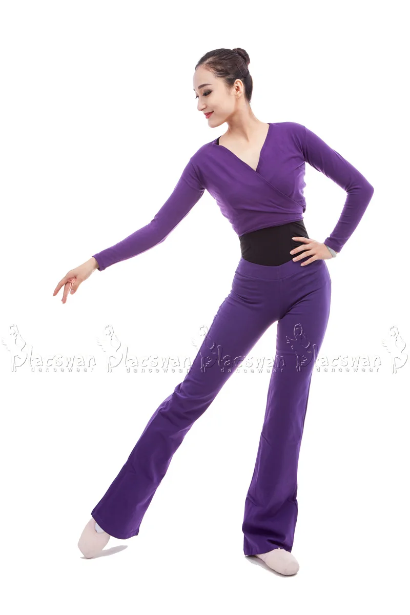 Штаны для джаза с v-образным вырезом, с низкой посадкой, из хлопка, лайкры, для взрослых, танцевальные штаны, женские, спандекс, танцевальные штаны, тянущиеся для фитнеса, штаны для девочек из лайкры, JP696 - Цвет: Purple