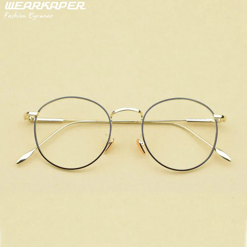 

WEARKAPER Retro round Style Ultra-light Metal Myopia Eyeglasses Optical Glasses Frame Men Eyewear Oculos De Grau