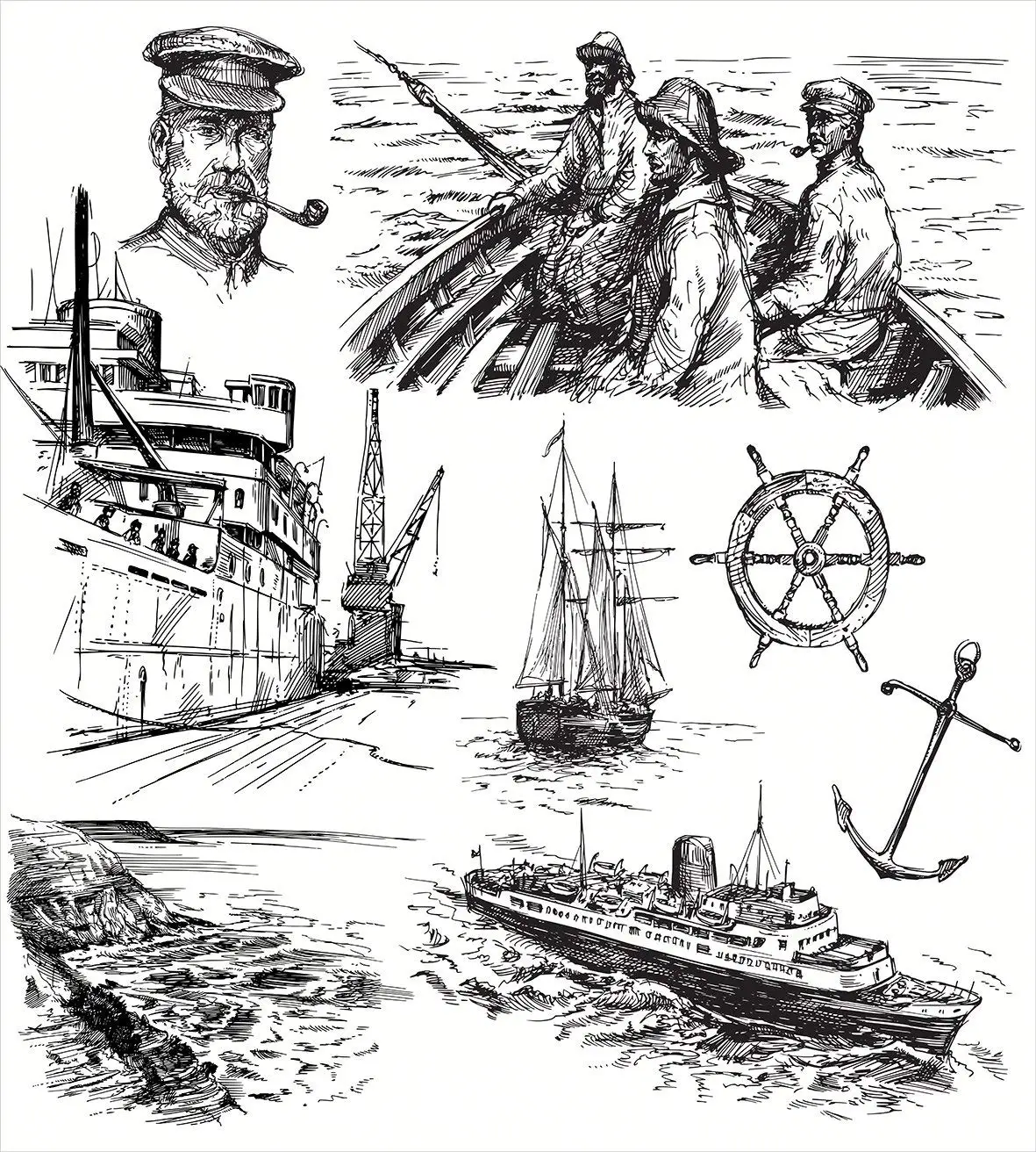 Морской Декор пододеяльник набор Рыбак капитан моряк парусник старый ...