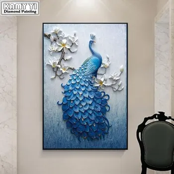 

Diamond Embroidery Square/Round DIY Magnolia Peacock Diamond Painting Cross Stitch Round Full European Home Decor Animal XY20