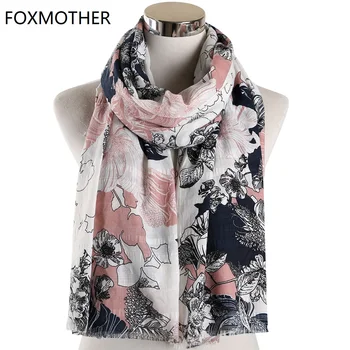 

Scarf for Women Vintage Floral Scarves Muslim Hijab Shawl Pashmina Flower Wraps Foulard Femme Scarves 2019 Fashion Scarfs