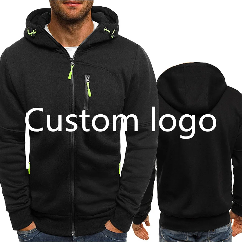 Drop Shipping Regular Hoodies Sweatshirts for men Custom logo Spring Antumn Coat Long Sleeve Hooded Zip up Jackets