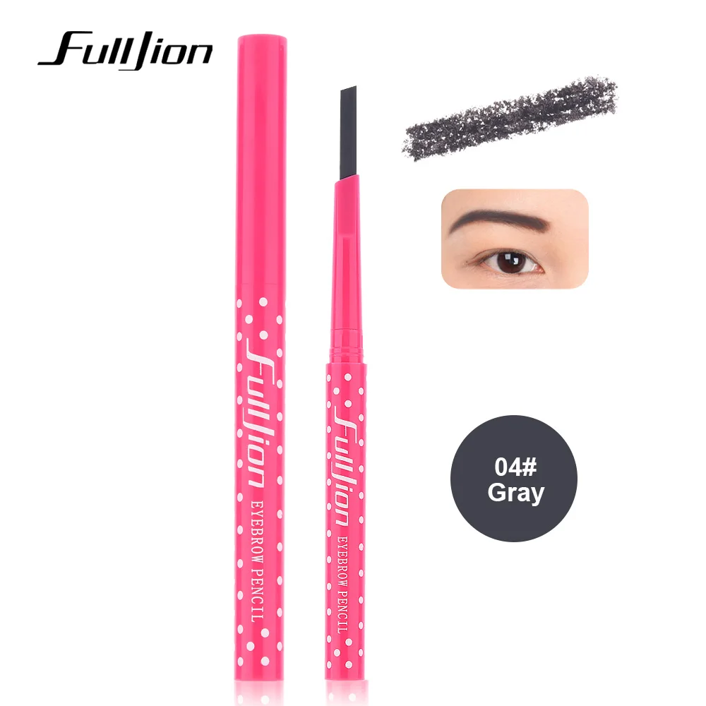 Fulljion, Водостойкий карандаш для бровей+ 3 стиля, трафареты для бровей, карандаш, карта, сделай сам, карандаш для макияжа бровей, для увеличения глаз, 5 цветов - Цвет: gray