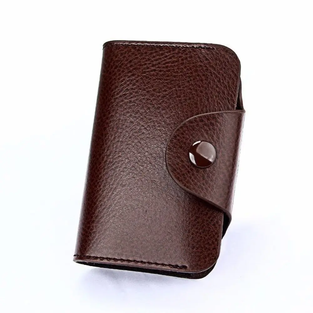 Luxury Genuine Leather Wallet Blocking Pocket Card Holder Credit Card Case New Women Man Wallet - Цвет: coffee