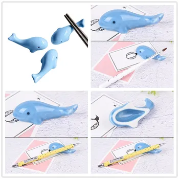 

New 1Pc Nail Brush Pen Rack Ceramic Stand Holder Fashion Cute Animal dolphin Shape pen holder Random Pattern