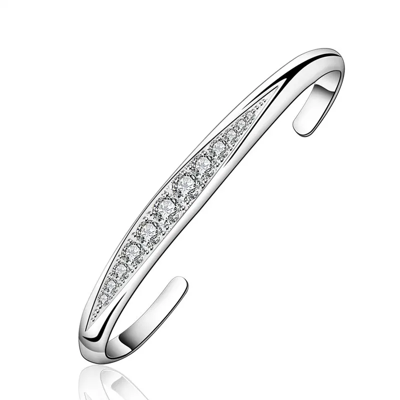 Women Bangels Silver Plated Color Cubic Zirconia Bangles Womens