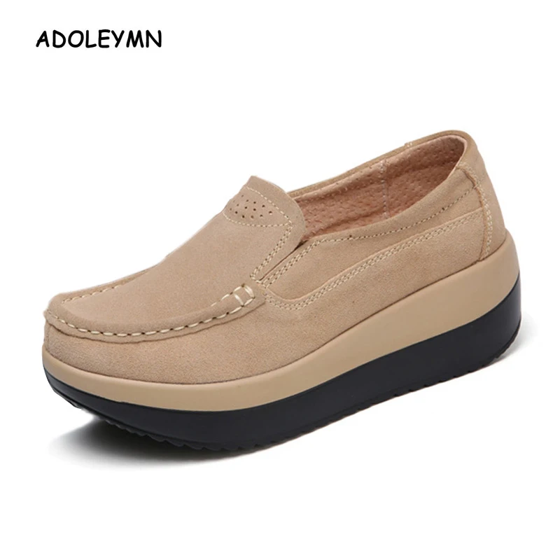 Shoes Woman Ballet Suede Leather Cowhide Flat Women's Shoes Platform Women's Slip On Shoes Loafers Loafers Women's Shoes Plus