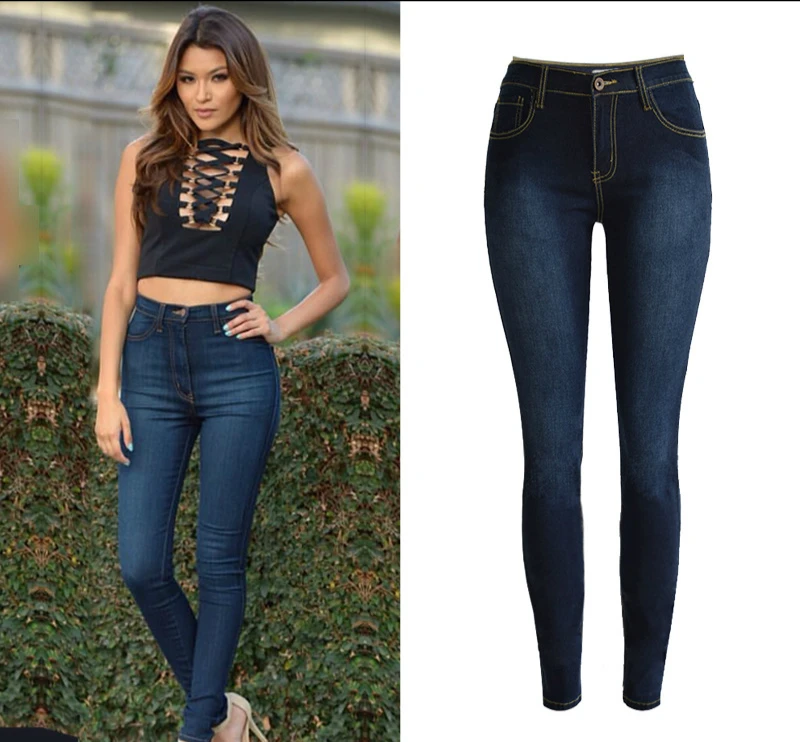 

High Waist Stretch Skinny Jeans Women High Quality Slim Deep Blue Jeans Mujer Sexy Push Up Vintage Pantalon Femme Plus Size 2019