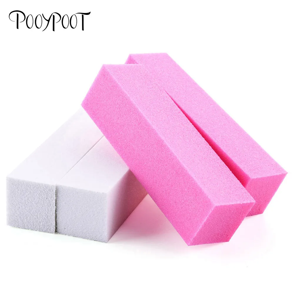 Pooypoot 2 шт ногтей буфера файл шлифовальная губка буферный блок белый розовый форме дизайн ногтей Полировка Губка для УФ-гель для маникюра инструмент