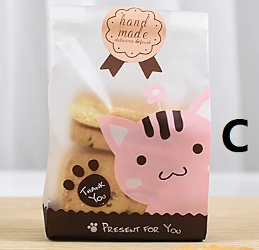 [4Y4A] 100 шт/партия Упакованные печенья испеченное печенье мешки для пирожных закусочный хлеб сумки прозрачный DIY логотип - Цвет: C  small