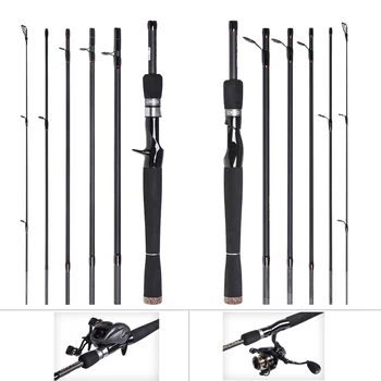 

2.1m 2.4m 6 Section Carbon Fiber Lure Fishing Rod ML Power Ultra Light Spinning / Casting Fishing Pole Fishing Tackle