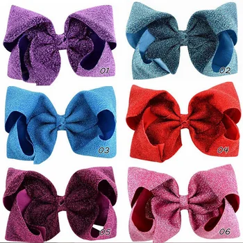 

6pcs/lot 8''Popular Solid Design Fabric Hair Bows Clips Boutique Bling Bows For Kids Bowknot Headwear Hair Accessories A52