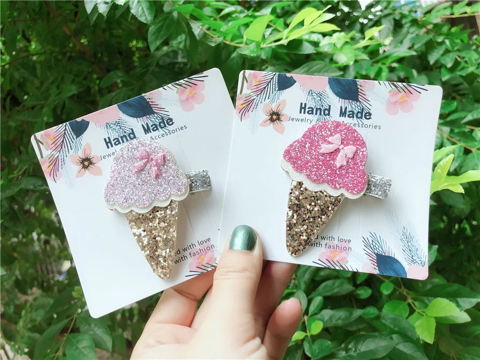 20 шт. ins бутик милый блеск Icecream конусные заколки Твердые Мультяшные зажимы для волос модные головные уборы Принцесса аксессуары для волос