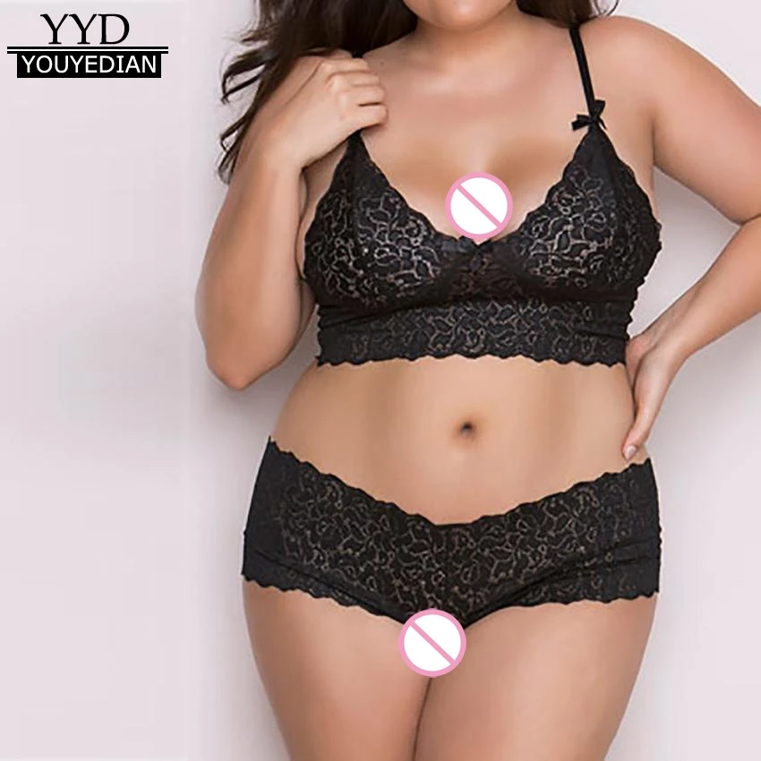 Womens Bralette and Panty Set with Lace Trim (2 Piece Sets)