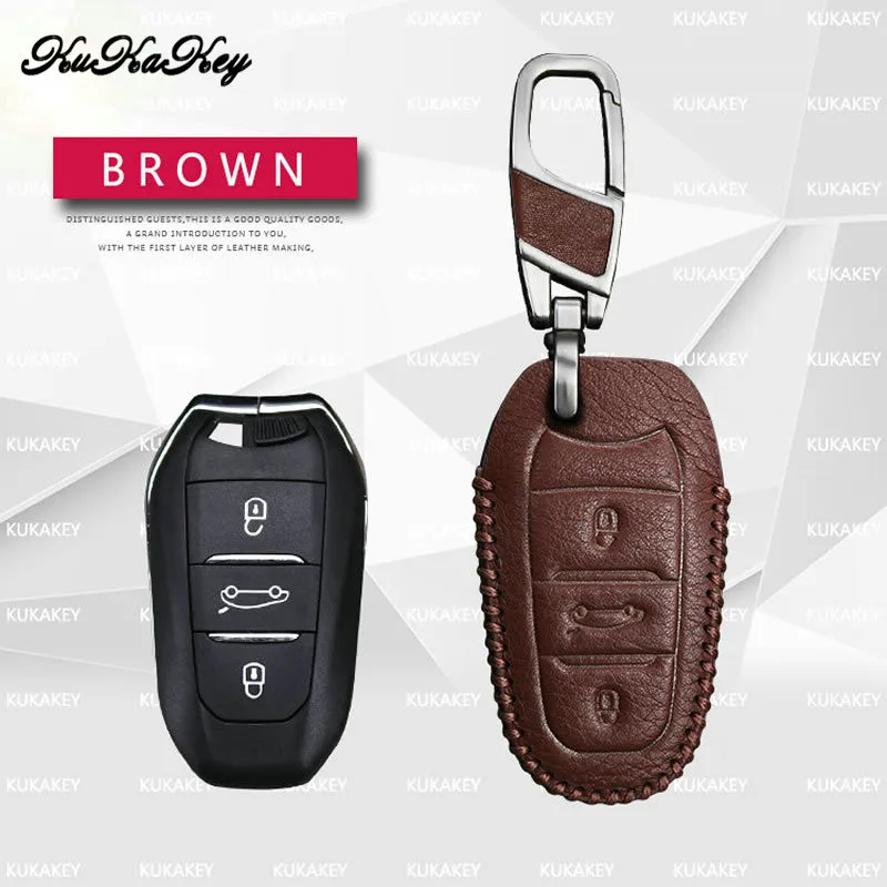 KUKAKEY чехол для автомобильного ключа из натуральной кожи Citroen C5 C6 C4L C3XR держатель