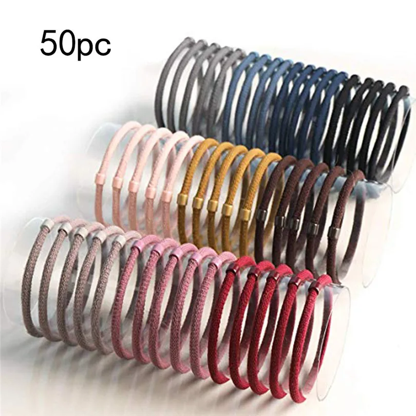 50 Pcs Girl Elastic Hair Ties Band Rope Ponytail Hair Accessories 2019 New Fashion Simple Bracelet Rubber String #Jun21 (2)