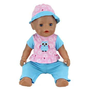 

Blue set owl clothes+hat Wear for 17 inch 43cm baby doll ,Children best Birthday Gift(only sell clothes)