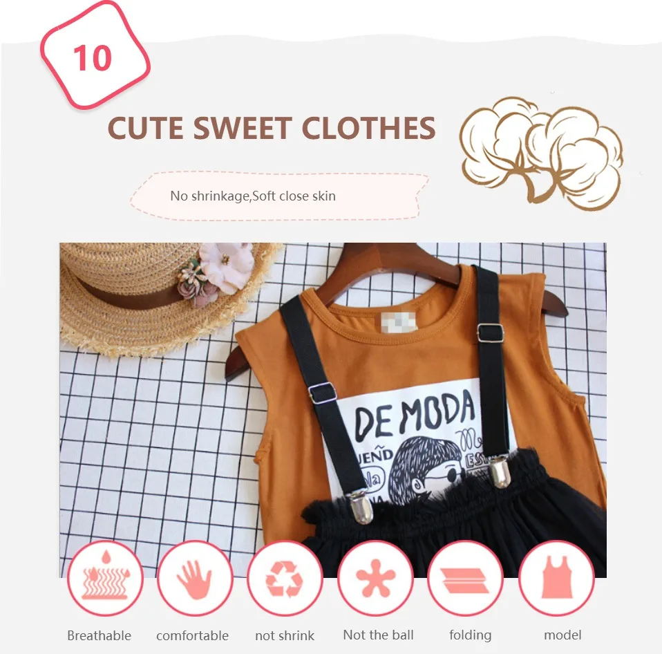 Roupa das Meninas Camisa sem Mangas Conjunto de Roupas de Moda Conjunto Verão Marrom & Geral 2 Pcs Crianças Crianças Roupas Menina Roupas Bonito Conjunto 4 Cheap Conjuntos de roupas