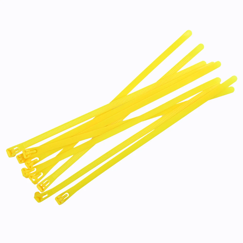 250 мм многоразовые пластиковые нейлоновые кабельные стяжки 10 дюймов компьютерный кабель проволочная петля стяжка 100 шт. разъемная черная стяжка на молнии может быть ослаблена - Цвет: yellow