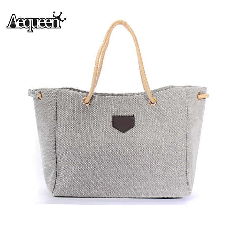 

Women Canvas Handbag Single Double Rope Shoulder Bags Casual Personality Contracted Large Bag Preppy Style High Quality Fashion