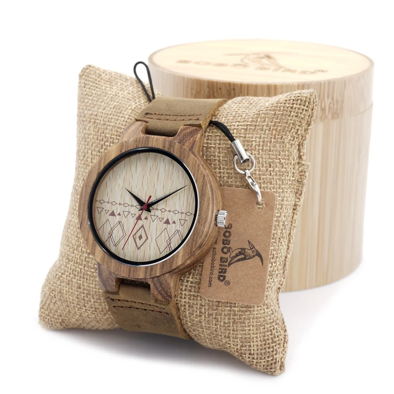 BOBO BIRD Men's Design Brand Luxury Wooden Bamboo Watches With Real Leather Quartz Watch for Men In Gift Box