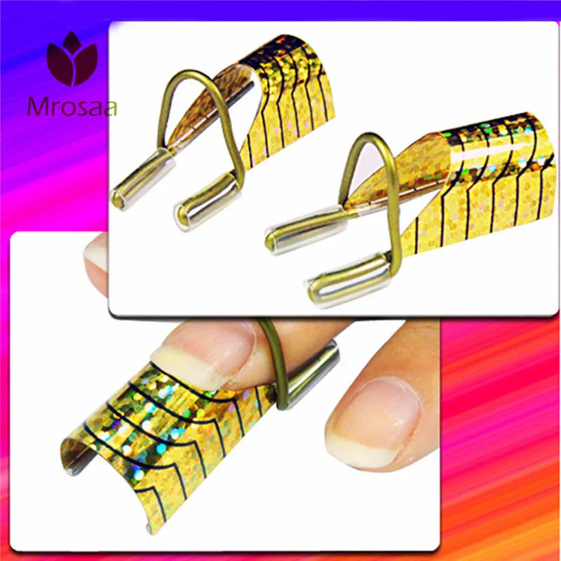 5Pcs/Set Golden Reuseable Nail Finger Tips Extension Tool UV Gel Acrylic Nail Forms Quick Building Mold Nails Art Manicure Tool