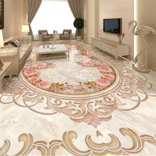 Фото обои Европейский стиль роскошный цветочный узор мраморный пол Фреска Наклейка для гостиной спальни ПВХ самоклеящаяся напольная плитка