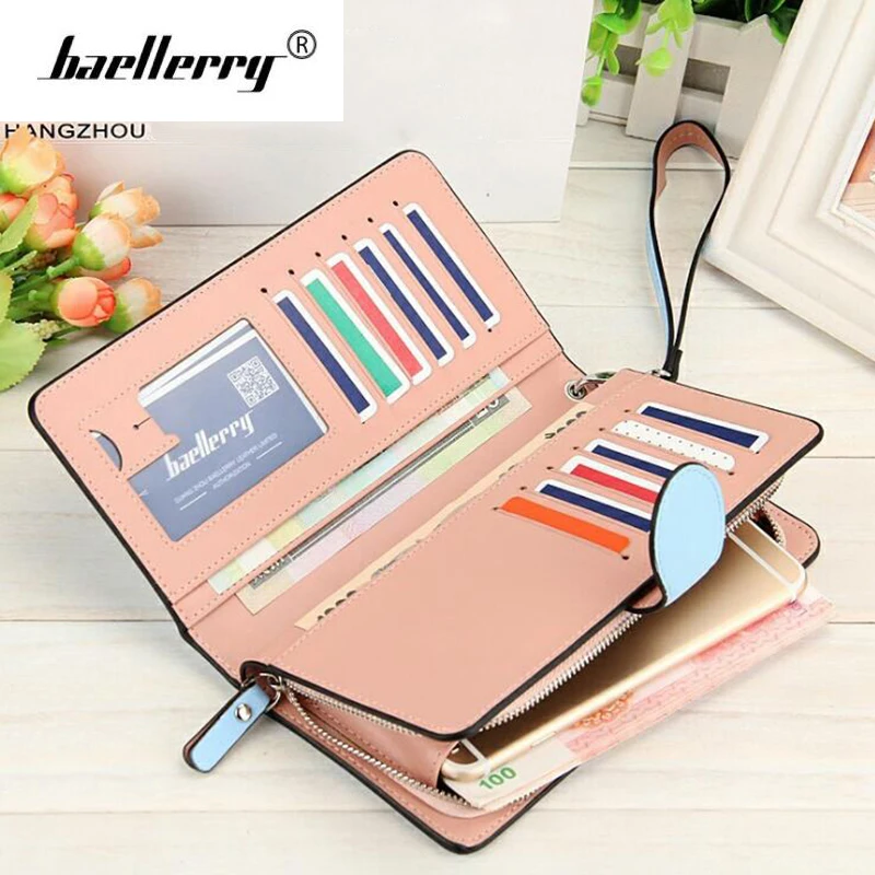 

Baellerry Long Zipper Woman Wallet Leather Phone Bag Women Wallets Female Clutch Ladies Coin Purse Brand Card Money Wallet Red