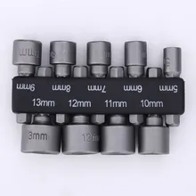 9pcs/set 5mm-19mm Nut Driver Set Drill Bit Hex Socket Sleeve Nozzles Magnetic Adapter Hex Power Tools for Woodworking