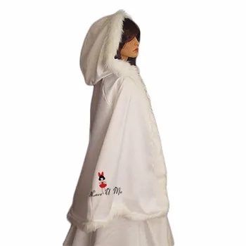 

Winter Wedding Cloak Cape Custom Made Hooded with Faux Fur Trim Short for Bride Satin Jacket Cape Short Coat