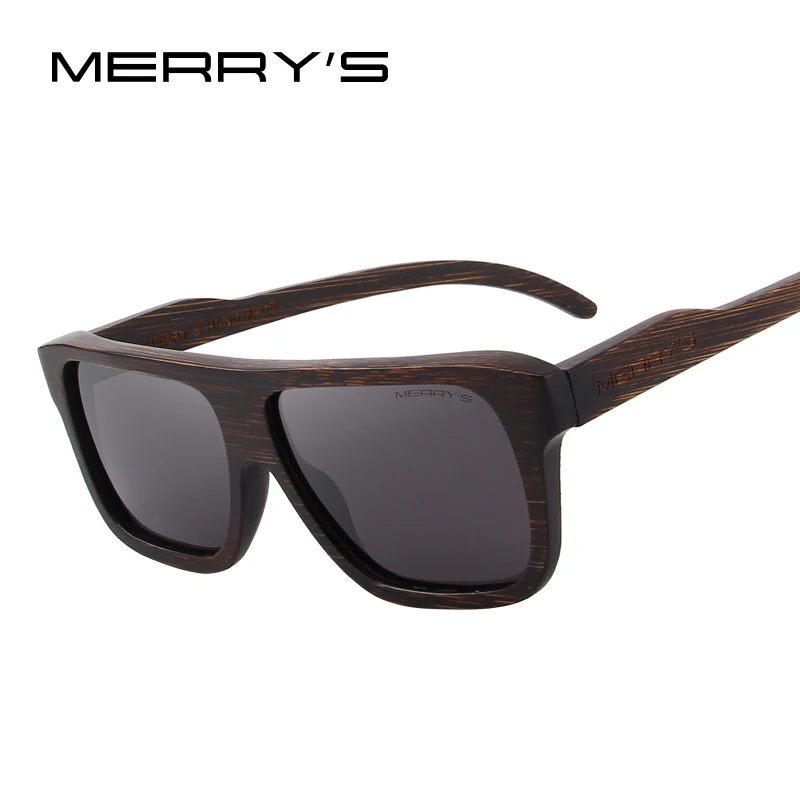 

MERRYS DESIGN Men Wooden Sunglasses Square Polarized Sun Glasses HAND MADE 100% UV Protection S5066